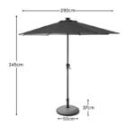 Round 3m Grey Parasol with 25kg Parasol Base with a Border - Grey Concrete - Image 4