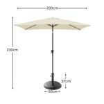 Square 2m Cream LED Parasol with 25kg Parasol Base - Black Concrete - Image 3