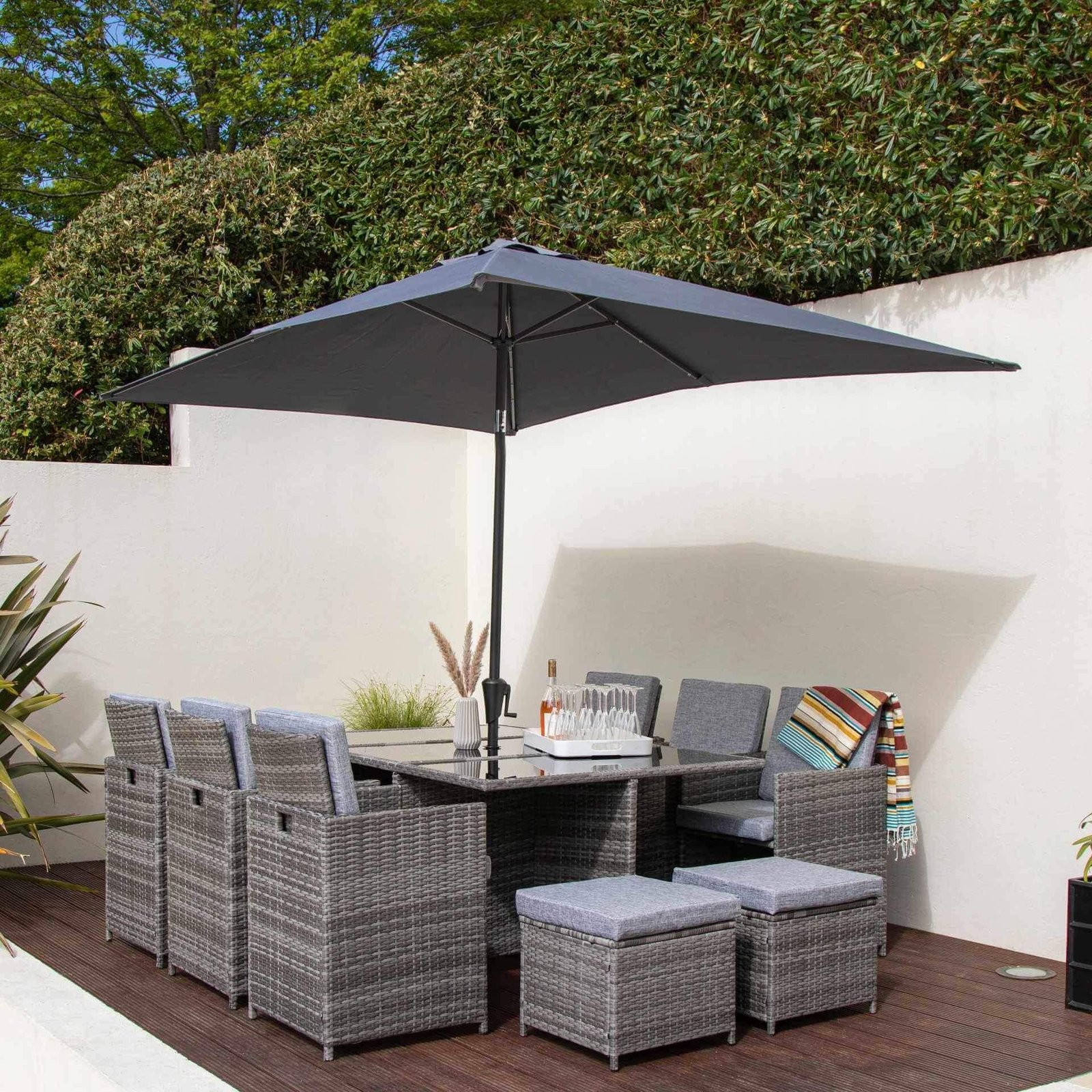 10-seat-rattan-cube-outdoor-dining-set-with-led-premium-parasol-grey-weave-laura-james-4 Cube 10 Seater Rattan Outdoor Dining Set with Grey LED Premium Parasol - Grey Weave