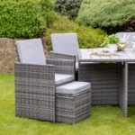 Cube 10 Seater Rattan Garden Dining Set with Grey Parasol - Grey Weave Polywood Top - Image 3
