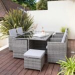 Cube 10 Seater Rattan Outdoor Dining Set - Grey Weave - Image 5