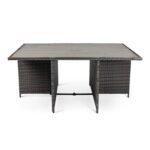 Cube 10 Seater Rattan Outdoor Dining Set - Grey Weave Polywood Top - Image 9