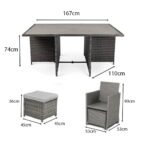 Cube 10 Seater Rattan Outdoor Dining Set - Grey Weave Polywood Top - Image 10
