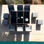 Cube 10 Seater Rattan Outdoor Dining Set with Cream LED Premium Parasol - Natural Brown Weave - Image 11