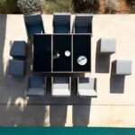 Cube 10 Seater Rattan Outdoor Dining Set with Grey LED Premium Parasol - Natural Brown Weave - Image 11