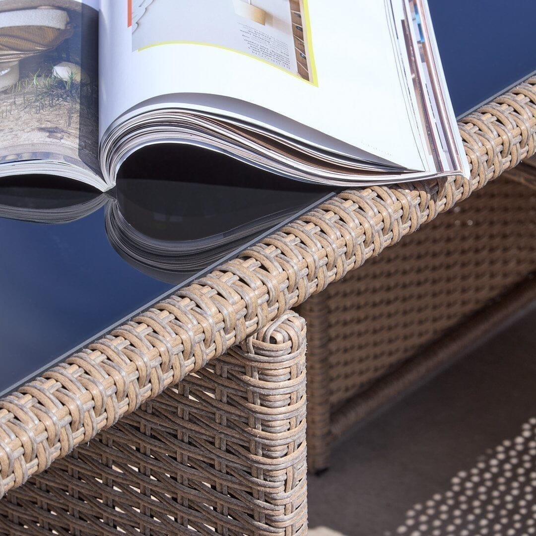Cube 10 Seater Rattan Outdoor Dining Set with Grey LED Premium Parasol - Natural Brown Weave - Image 6