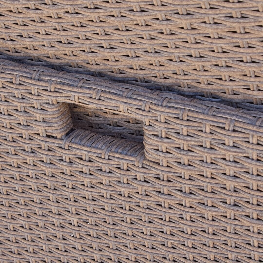 Cube 10 Seater Rattan Outdoor Dining Set with Cream Parasol - Natural Brown Weave Polywood Top - Image 9
