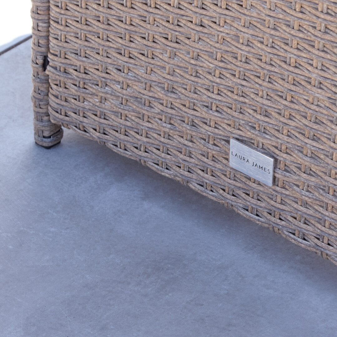 Cube 10 Seater Rattan Outdoor Dining Set with Cream Parasol - Natural Brown Weave Polywood Top - Image 10
