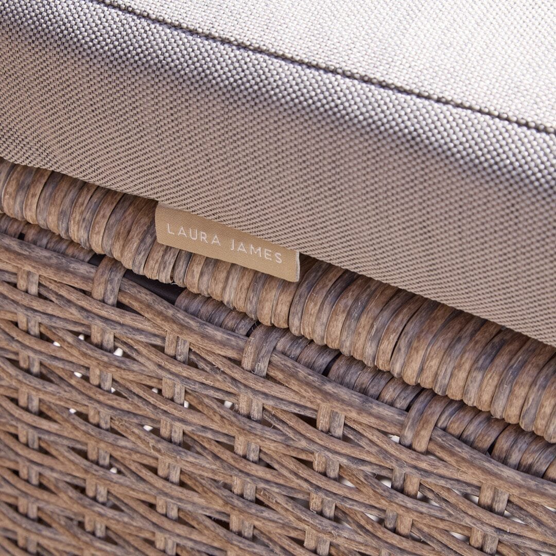 Cube 10 Seater Rattan Outdoor Dining Set with Cream Parasol - Natural Brown Weave Polywood Top - Image 8