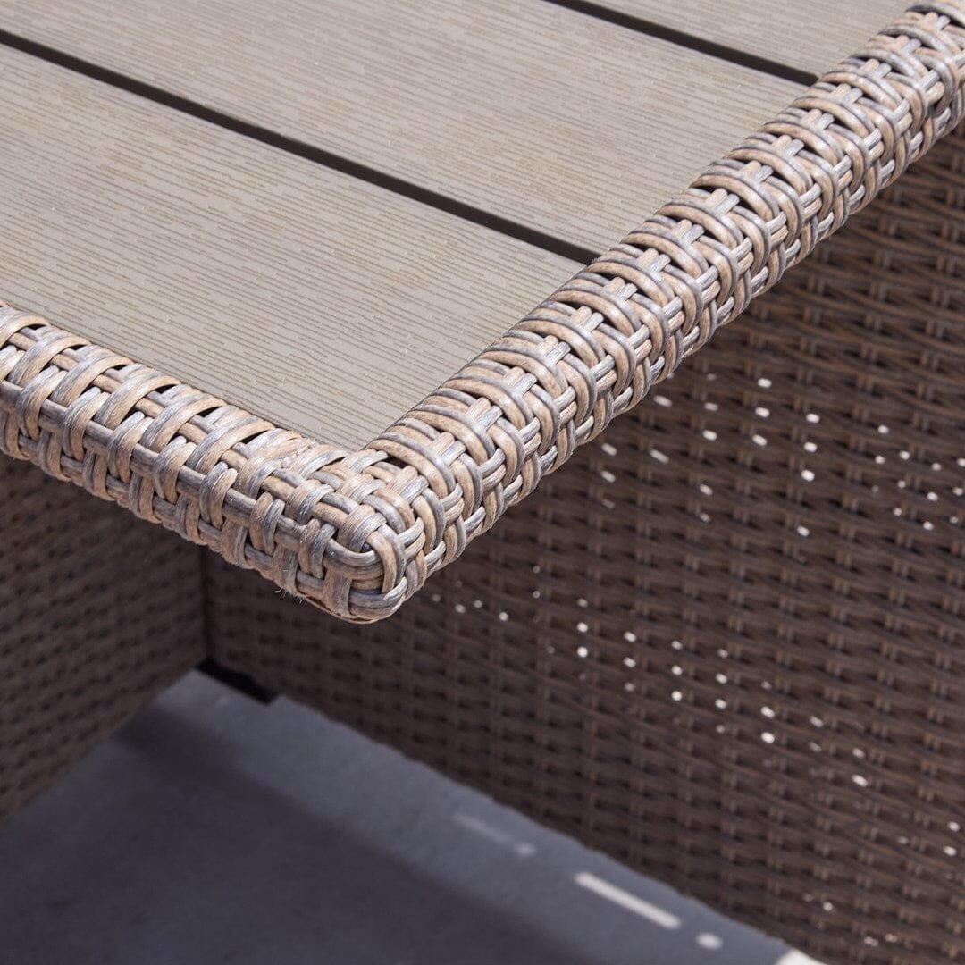 Cube 10 Seater Rattan Outdoor Dining Set with Cream Parasol - Natural Brown Weave Polywood Top - Image 7