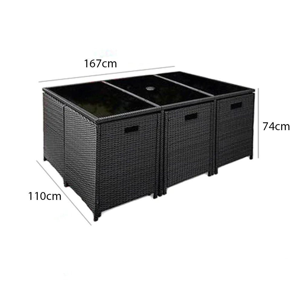 Outlet - 10 Seater Rattan Cube Outdoor Dining Set - Natural Brown Weave 1 10cubeglasstable c8d3f0af 026a 42de a090 c548f682d3af Outlet - 10 Seater Rattan Cube Outdoor Dining Set - Natural Brown Weave