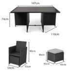 Cube 10 Seater Rattan Outdoor Dining Set with Grey Parasol - Black Weave Polywood Top - Image 5