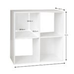 Cara 4 Cube Chalk White Bookcase Wooden Display Unit Shelving Storage Bookshelf Shelves - No Basket - Image 5