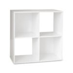 Cara 4 Cube Chalk White Bookcase Wooden Display Unit Shelving Storage Bookshelf Shelves - No Basket