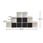 Cara 12 Cube Bookcase Ladder Storage Unit - Chalk White - Two 6 Cube Units - Black Basket - Image 13