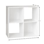 Cara 4 Cube Chalk White Bookcase Wooden Display Unit Shelving Storage Bookshelf Shelves - Jute Basket - Image 5
