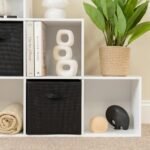 Cara 12 Cube Bookcase Ladder Storage Unit - Chalk White - Two 6 Cube Units - Black Basket - Image 4