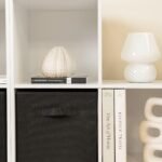 Cara 12 Cube Bookcase Ladder Storage Unit - Chalk White - Two 6 Cube Units - Black Basket - Image 5