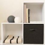 Cara 12 Cube Bookcase Ladder Storage Unit - Chalk White - Two 6 Cube Units - Black Basket - Image 9