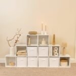 Cara 12 Cube Bookcase Ladder Storage Unit - Chalk White - Two 6 Cube Units - White Basket - Image 2