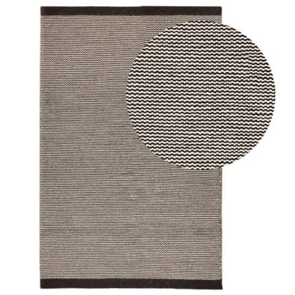 Cotham Black & Natural Striped Wool with Cotton Rug - 200 x 290cm