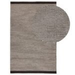 Outlet - Cotham Black & Natural Striped Wool with Cotton Rug - 160 x 230cm