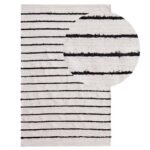 Evedon Black & Natural Striped Cotton Rug - 120 x 170cm