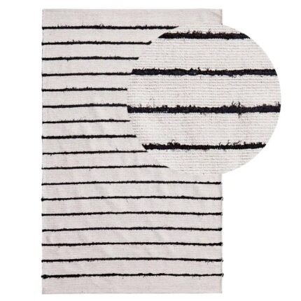 Evedon Black & Natural Striped Cotton Rug - 120 x 170cm