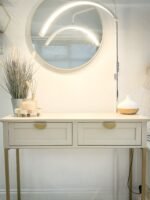 Ines 2 Drawer Console Table - Taupe & Gold - Image 3