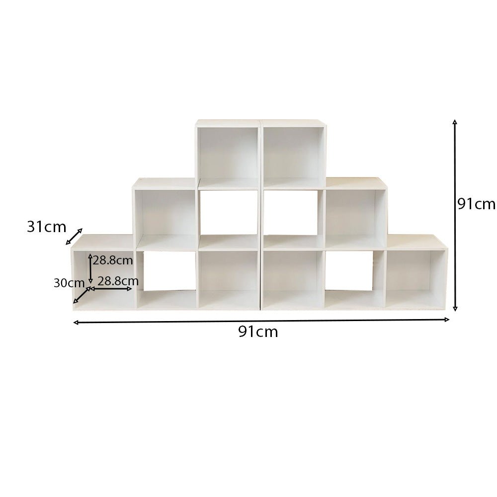 Cara 12 Cube Bookcase Ladder Storage Unit - Chalk White - Two 6 Cube Units - Black Basket 1 12 cube bookcase dims Cara 12 Cube Bookcase Ladder Storage Unit - Chalk White - Two 6 Cube Units - Black Basket