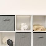 Cara 16 Cube Storage Unit - Chalk White - Two 8x2 Units - Grey Basket - Image 4