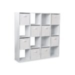 Cara 16 Cube Storage Unit - Chalk White - Two 8x2 Units - White Basket