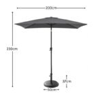 Square 2m Grey Parasol with 25kg Parasol Base - Black Concrete - Image 3
