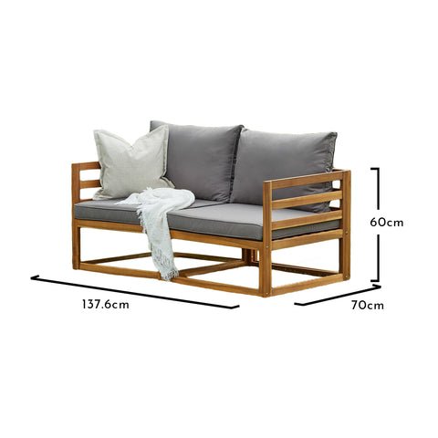 Outlet - Rowan 2 Seater Wooden Garden Sofa - Grey 1 Rowan 2 Seater Wooden Garden Sofa