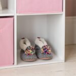 Cara 4 Cube Chalk White Bookcase Wooden Display Unit Shelving Storage Bookshelf Shelves - Pink Basket - Image 4