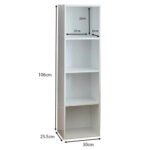 Cara 4 Tier Storage Unit / Chalk White Bookcase with Grey Boxes - Image 9