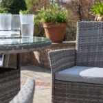 Kemble 4 Seater Rattan Round Dining Set with Grey LED Premium Parasol & Parasol Rain Cover - Grey Weave - Image 8