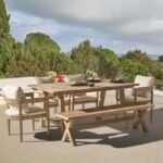 Shiro 6 Seater Wooden Garden Dining Set with 4 Imani Chairs & Charlotte Bench - Whitewash