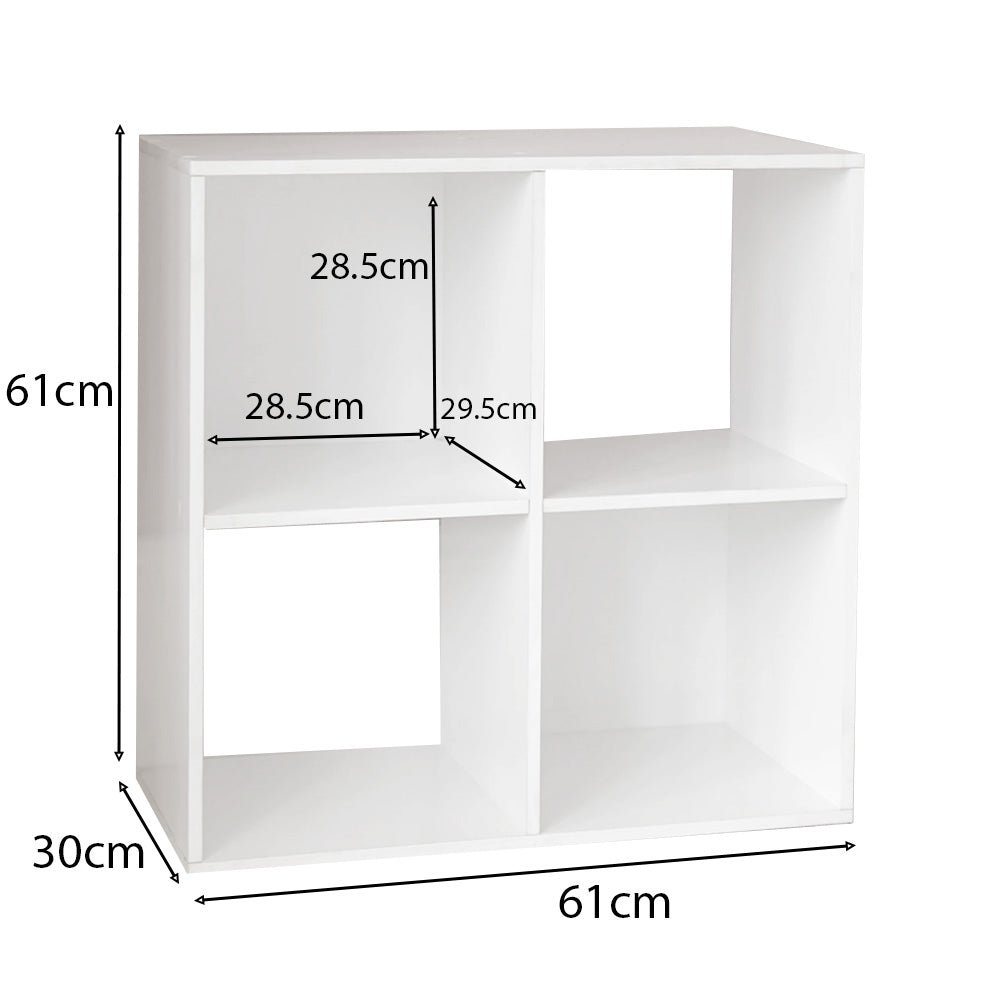 4 cube bookcase Cara 4 Cube Chalk White Bookcase Wooden Display Unit Shelving Storage Bookshelf Shelves - Pink Basket