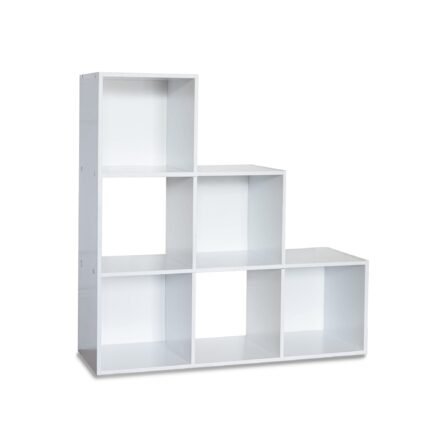 Cara 6 Cube Bookcase Ladder Storage Unit - Chalk White