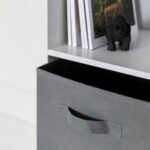 Cara 6 Cube Bookcase Ladder Storage Unit - Chalk White with Grey Boxes - Image 5