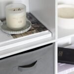 Cara 6 Cube Bookcase Ladder Storage Unit - Chalk White with Grey Boxes - Image 6