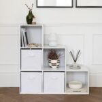 Cara 6 Cube Bookcase Ladder Storage Unit - Chalk White with White Boxes - Image 3