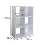 Cara 6 Cube Chalk White Bookcase Wooden Display Unit Shelving Storage Bookshelf Shelves - Black Basket - Image 8