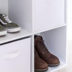 Cara 6 Cube Chalk White Bookcase Wooden Display Unit Shelving Storage Bookshelf Shelves - White Basket - Image 5