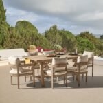 Shiro 6 Seater Wooden Garden Dining Set with 6 Imani Chairs - Whitewash