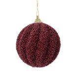 Valen Shatterproof 8cm Bauble - Burgundy Red Glitter - Image 2