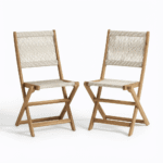Willow 4 Seater White Acacia Round Garden Dining Set with Cove Beige Rope Chairs - Image 8