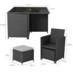 Cube 8 Seater Rattan Outdoor Dining Set with Cream LED Premium Parasol - Mixed Black Weave - Image 11