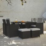 Outlet - 8 Seater Rattan Cube Outdoor Dining Set - Black Weave Polywood Top - Image 5